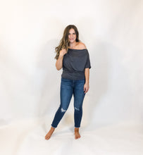 Load image into Gallery viewer, off the shoulder solid top - charcoal (wear it three ways)