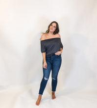 Load image into Gallery viewer, off the shoulder solid top - charcoal (wear it three ways)