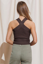 Load image into Gallery viewer, cross strap halter tank - brown