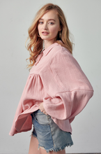 Load image into Gallery viewer, cotton gauze babydoll top - mauve