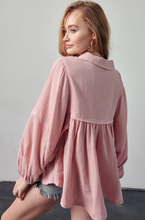 Load image into Gallery viewer, cotton gauze babydoll top - mauve