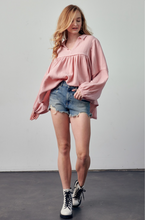Load image into Gallery viewer, cotton gauze babydoll top - mauve