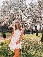 Load image into Gallery viewer, skies are blue: eyelet lace mini dress - white