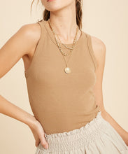 Load image into Gallery viewer, fitted rib knit high neck tank top