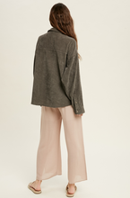 Load image into Gallery viewer, shacket: corduroy front one pocket shirt - charcoal