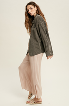 Load image into Gallery viewer, shacket: corduroy front one pocket shirt - charcoal