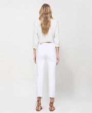 Load image into Gallery viewer, flying monkey: high rise clean cut and fray hem detail crop straight jean - optic white