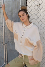 Load image into Gallery viewer, thermal top with balloon sleeves - natural