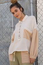 Load image into Gallery viewer, thermal top with balloon sleeves - natural