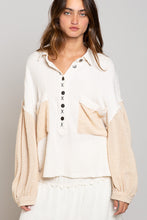 Load image into Gallery viewer, thermal top with balloon sleeves - natural