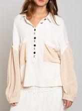 Load image into Gallery viewer, thermal top with balloon sleeves - natural