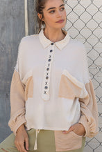 Load image into Gallery viewer, thermal top with balloon sleeves - natural