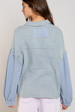 Load image into Gallery viewer, thermal top with balloon sleeves - piegon blue