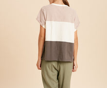 Load image into Gallery viewer, wide striped colorblock basic top - twig combo