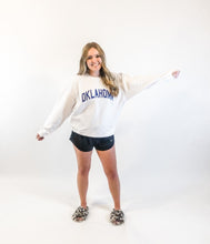 Load image into Gallery viewer, amanda moore designs: "oklahoma" corded crew sweatshirt - white