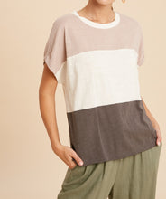 Load image into Gallery viewer, wide striped colorblock basic top - twig combo