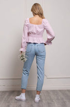 Load image into Gallery viewer, sweetheart neckline gingham blouse - pink
