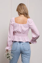 Load image into Gallery viewer, sweetheart neckline gingham blouse - pink