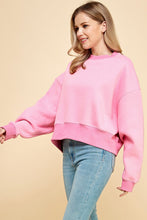 Load image into Gallery viewer, solid dropped shoulder sweatshirt - hot pink
