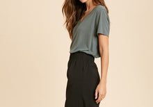 Load image into Gallery viewer, short sleeve v-neck basic knit top - t green