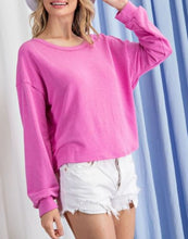 Load image into Gallery viewer, open twist back long sleeve top - hot pink