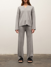 Load image into Gallery viewer, two piece rib knit lounge set - heather grey