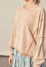 Load image into Gallery viewer, cut out detailed light weight sweatshirt - brown sugar