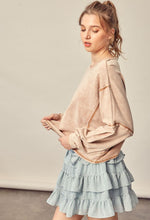 Load image into Gallery viewer, cut out detailed light weight sweatshirt - brown sugar