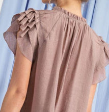 Load image into Gallery viewer, tiered ruffle sleeve short sleeve blouse - mauve