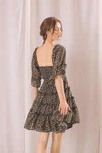 Load image into Gallery viewer, disty floral ruffled mini dress - black floral