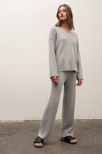 Load image into Gallery viewer, two piece rib knit lounge set - heather grey