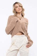 Load image into Gallery viewer, eyelash button up cardigan - camel