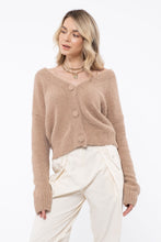 Load image into Gallery viewer, eyelash button up cardigan - camel