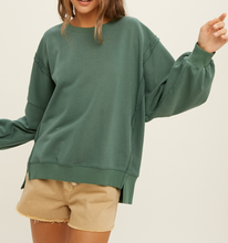 Load image into Gallery viewer, raw edge french terry sweatshirt - green