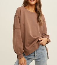 Load image into Gallery viewer, raw edge french terry sweatshirt - mocha