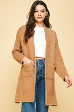 Load image into Gallery viewer, luxe brushed eyelash duster cardigan - camel
