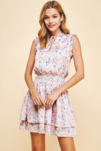 Load image into Gallery viewer, floral print satin mini dress - pink

