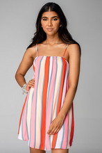 Load image into Gallery viewer, buddy love: sandra swing mini dress - fruit stripe
