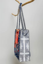 Load image into Gallery viewer, *PREORDER* love bandana quilted paisley tote bag - navy
