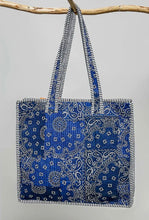 Load image into Gallery viewer, *PREORDER* love bandana quilted paisley tote bag - navy
