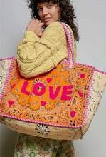 Load image into Gallery viewer, *PREORDER* love bandana colorblock quilted tote bag - orange multi
