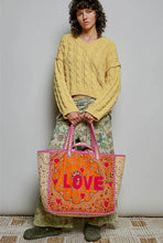 Load image into Gallery viewer, *PREORDER* love bandana colorblock quilted tote bag - orange multi
