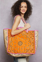 Load image into Gallery viewer, *PREORDER* love bandana colorblock quilted tote bag - orange multi
