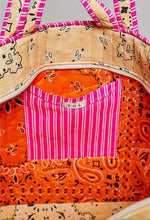 Load image into Gallery viewer, *PREORDER* love bandana colorblock quilted tote bag - orange multi
