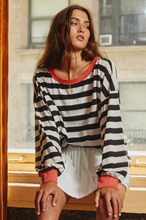 Load image into Gallery viewer, stripe print long sleeve top - black/white
