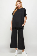 casual textured set - black