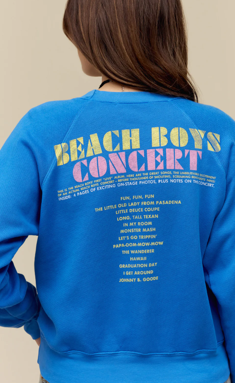 daydreamer the beach boys concert raglan crew sweatshirt Amanda Moore and Company LLC