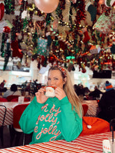 Load image into Gallery viewer, oh by golly be jolly christmas sweatshirt - green
