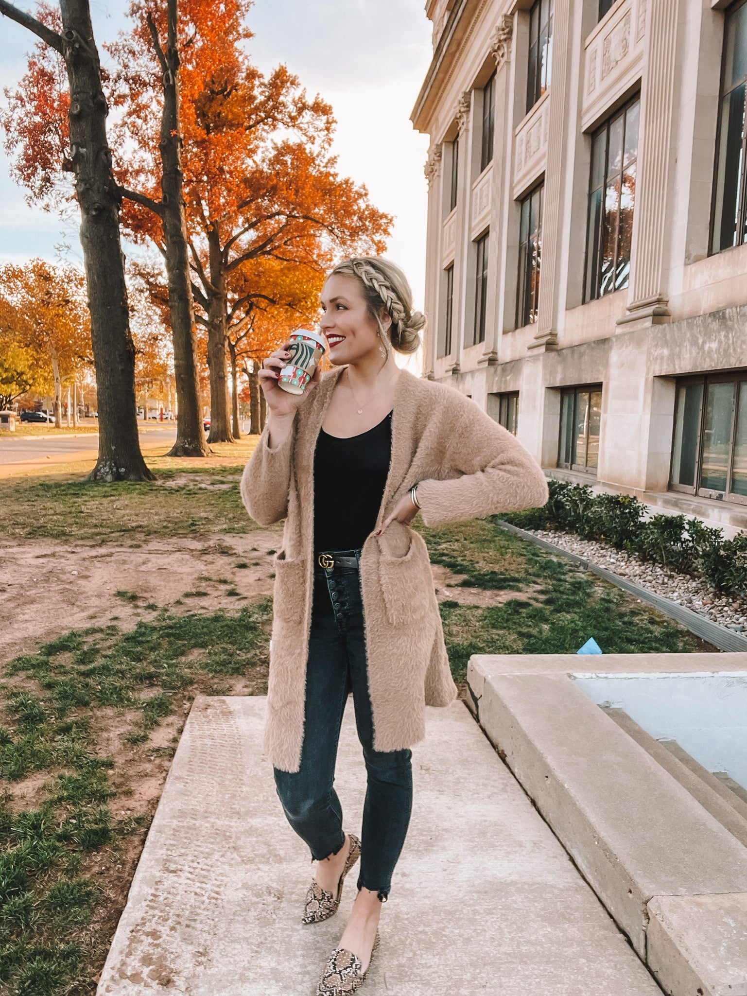 luxe brushed eyelash duster cardigan camel