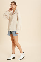 Load image into Gallery viewer, shacket: corduroy front one pocket shirt - sand
